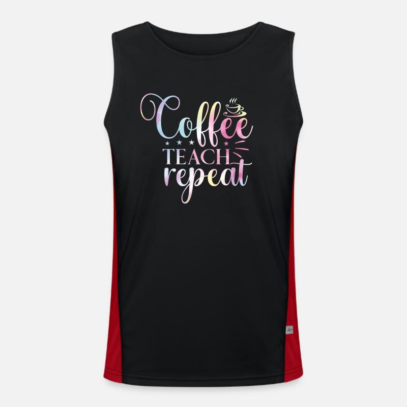 Zurück Zu Schulkrawatten-regenbogen-kaffee Funktionelles Kontrast-Tank Top für Männer 