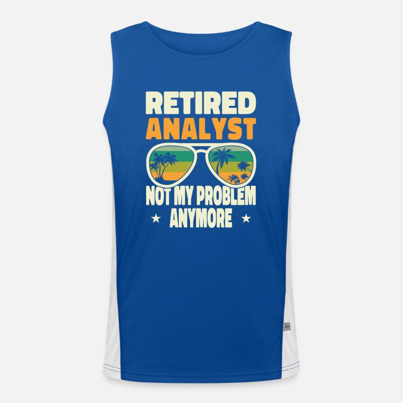 Retired Men Retired Analyst Not My Problem Anymore Funktionelles Kontrast-Tank Top für Männer 