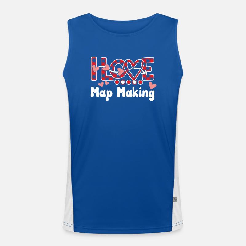 I Love Map Making Girls Map Making Men's Functional Contrast Tank Top 