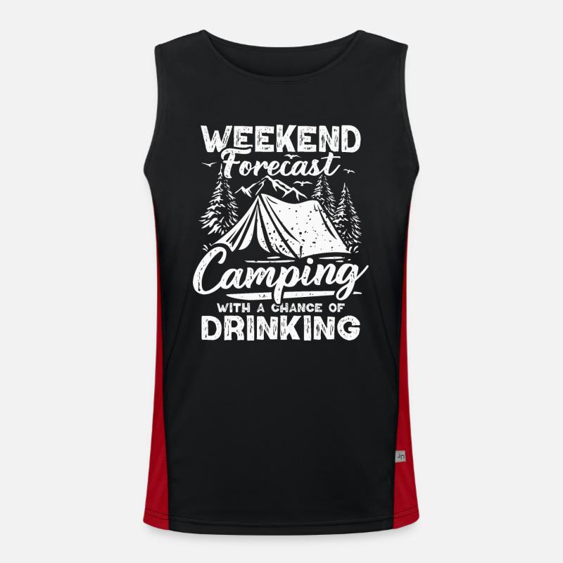 Camping Vorhersage Bier Zelt Berge Wandern Camper Funktionelles Kontrast-Tank Top für Männer 