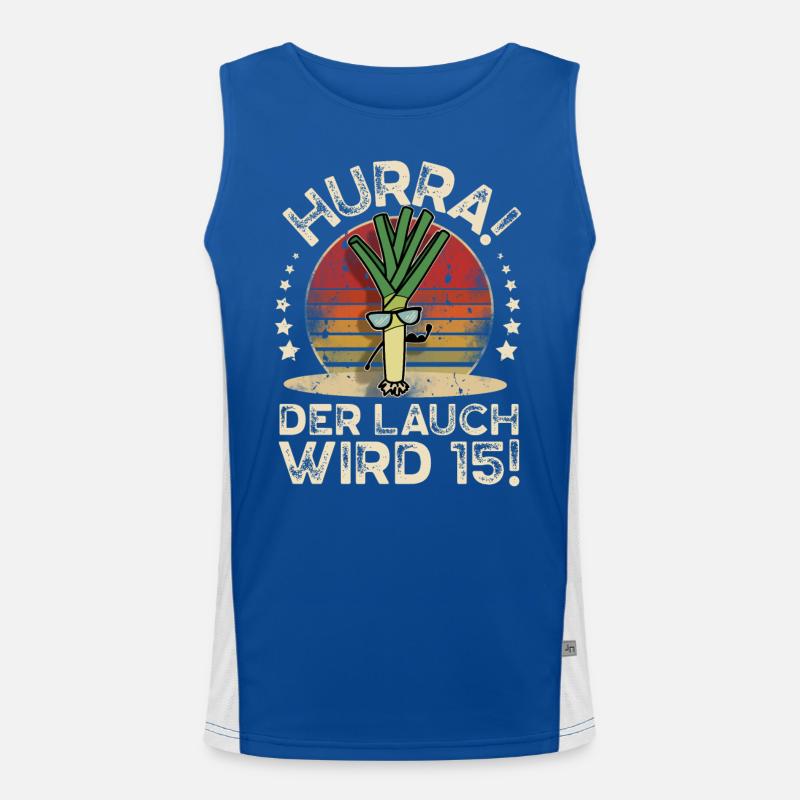 15. Geburtstag Hurra Der Lauch Wird 15 Funktionelles Kontrast-Tank Top für Männer 