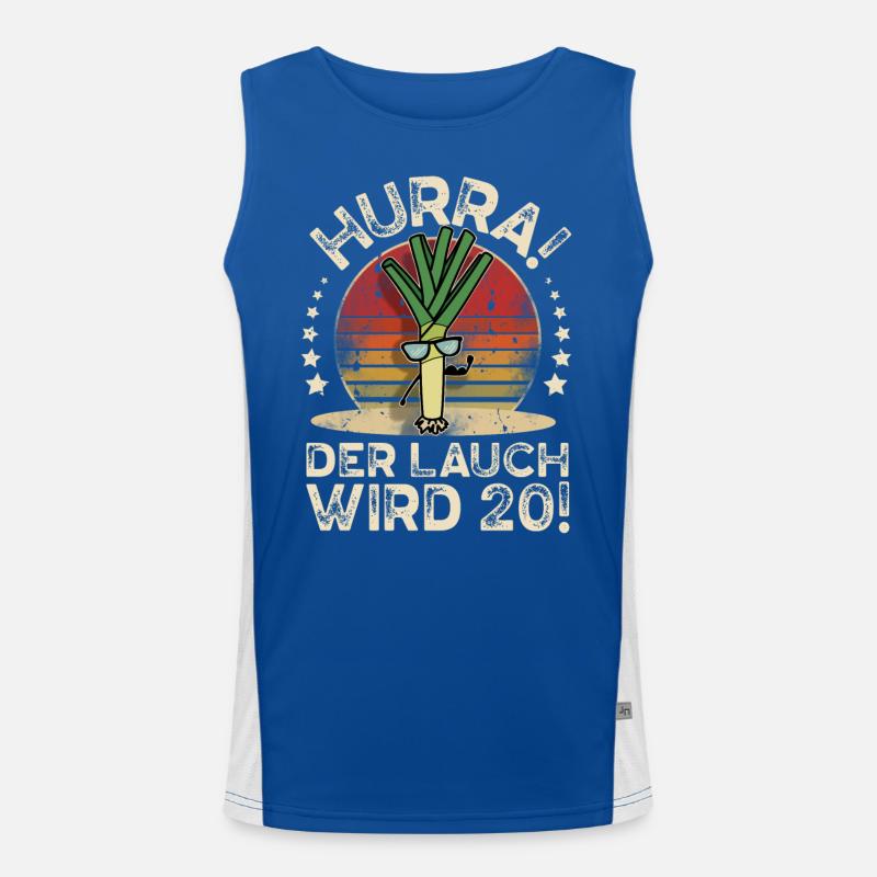 20. Geburtstag Hurra Der Lauch Wird 20 Funktionelles Kontrast-Tank Top für Männer 