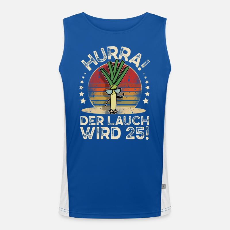 25. Geburtstag Hurra Der Lauch Wird 25 Funktionelles Kontrast-Tank Top für Männer 