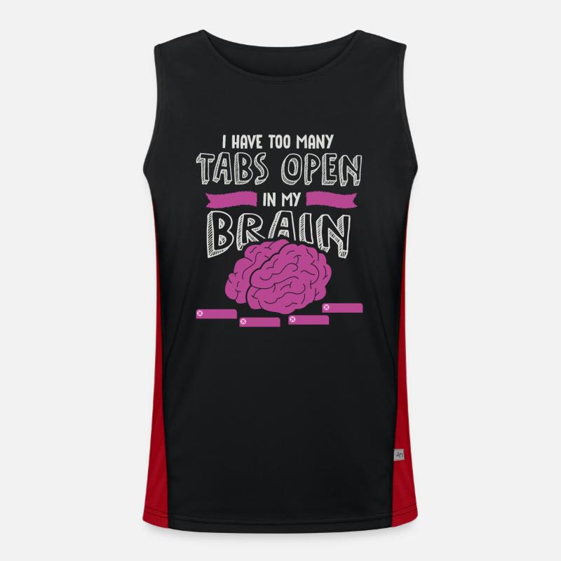 adhd, adhd Brain tabs open, Attention, - Men's Functional Contrast Tank Top  - black/red
