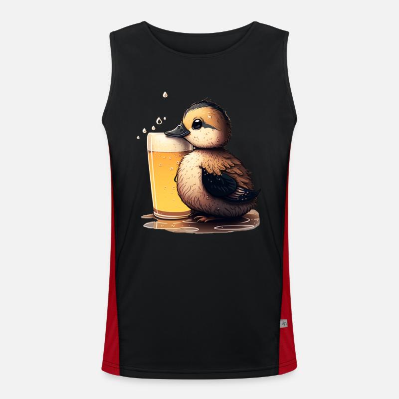 Mignon bébé canard avec de la bière Débardeur respirant contrasté Homme 