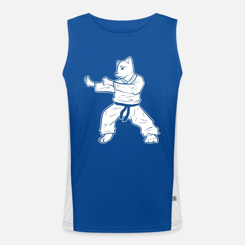 Karate Katze Selbstverteidigung Funktionelles Kontrast-Tank Top für Männer 