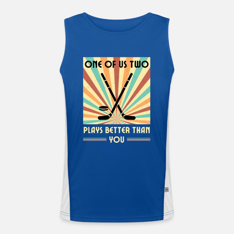 Einer Von Uns Beiden Spielt Besser Eishockey Funktionelles Kontrast-Tank Top für Männer 
