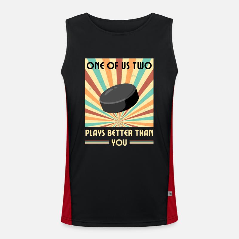 Einer Von Uns Beiden Spielt Besser Eishockey Funktionelles Kontrast-Tank Top für Männer 