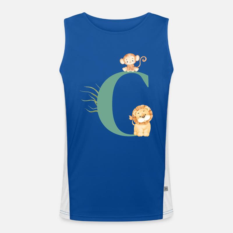 Buchstabe c grüne Dschungeltiere Funktionelles Kontrast-Tank Top für Männer 