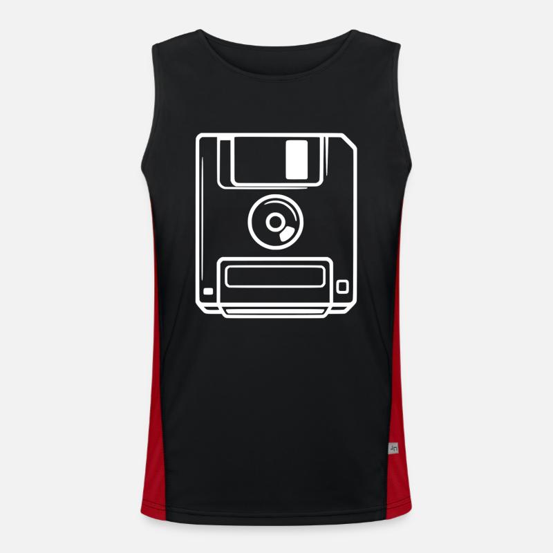Retro Floppy Disk - Men's Functional Contrast Tank Top  - black/red