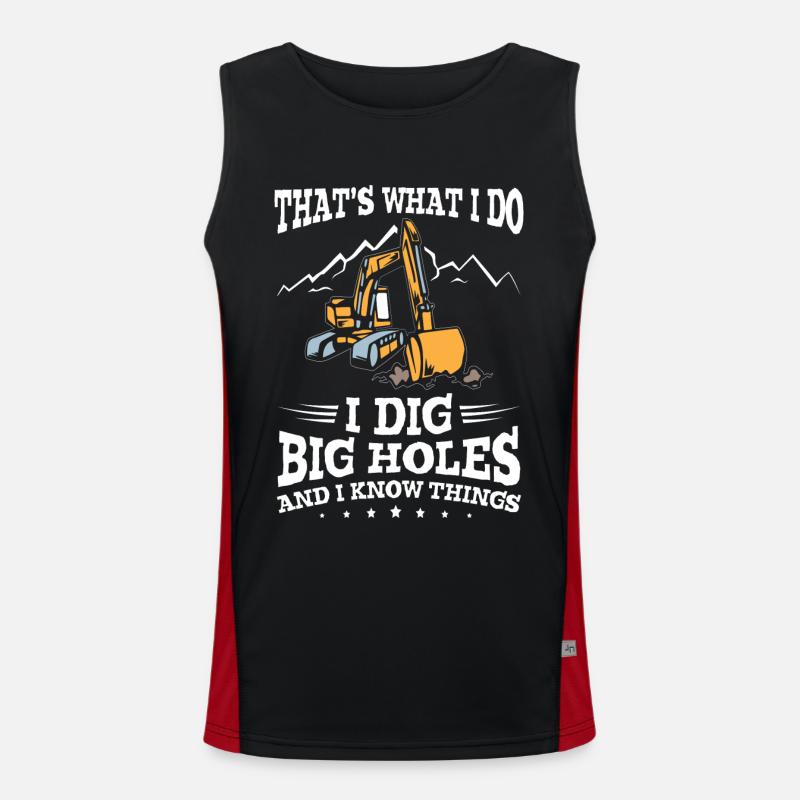 Excavator I Dig Big Holes Construction Funktionelles Kontrast-Tank Top für Männer 