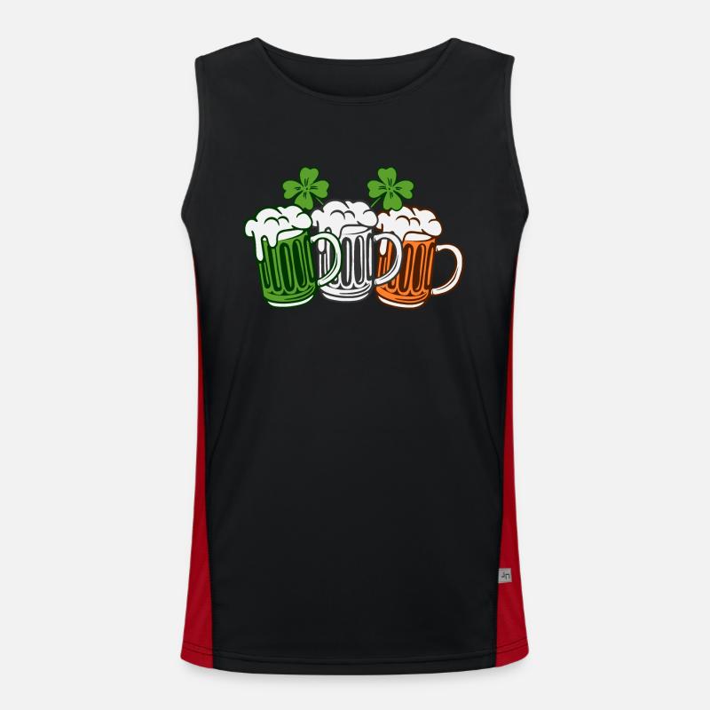 Drapeau de la Saint-Patrick Irlande bière Shamrock Débardeur respirant contrasté Homme 