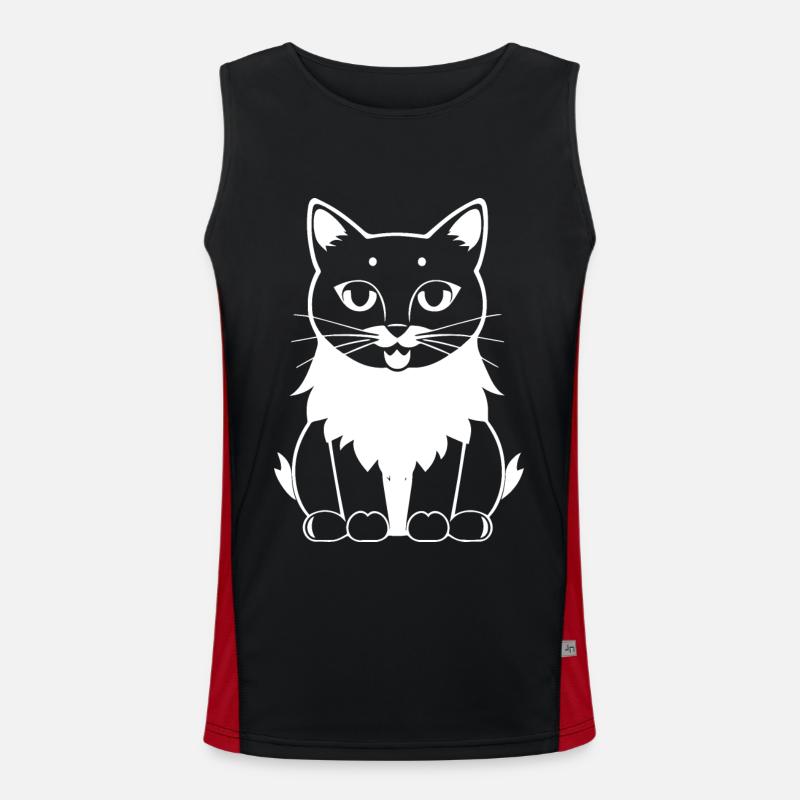 Drôle de chat Silhouette Cheeky Fun Cats Débardeur respirant contrasté Homme 