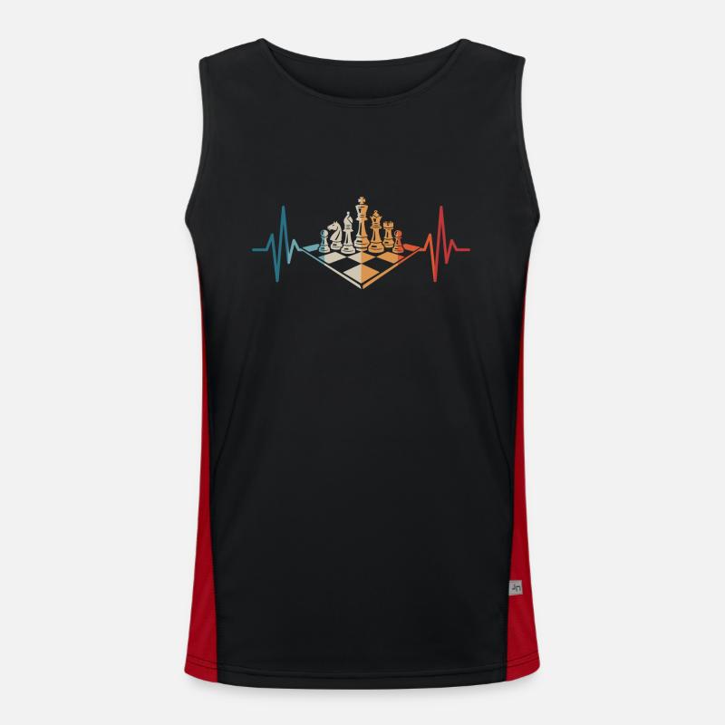 Chess Player Heartbeat Chess Board Game Men's Functional Contrast Tank Top 