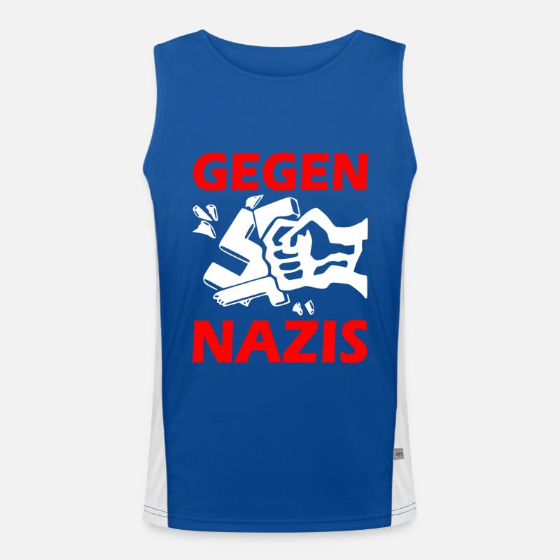 Gegen nazis faust Funktionelles Kontrast-Tank Top für Männer 