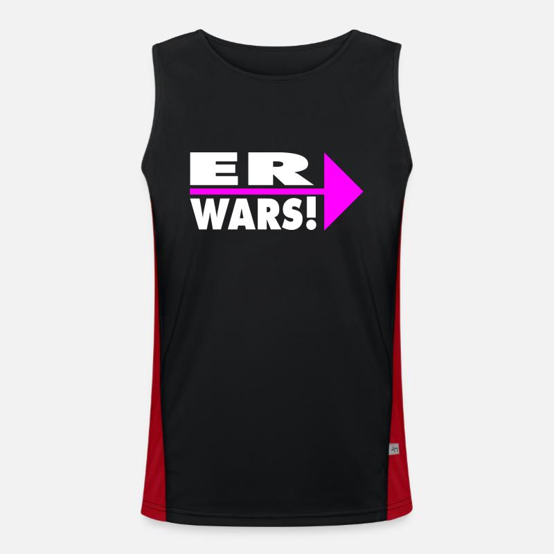 Er wars! Partner- oder Partyshirt - Funktionelles Kontrast-Tank Top für Männer - Schwarz/Rot