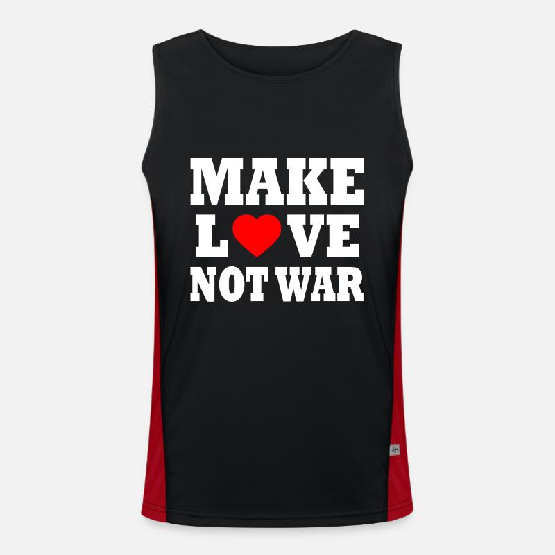 Make love not war - Men's Functional Contrast Tank Top  - black/red