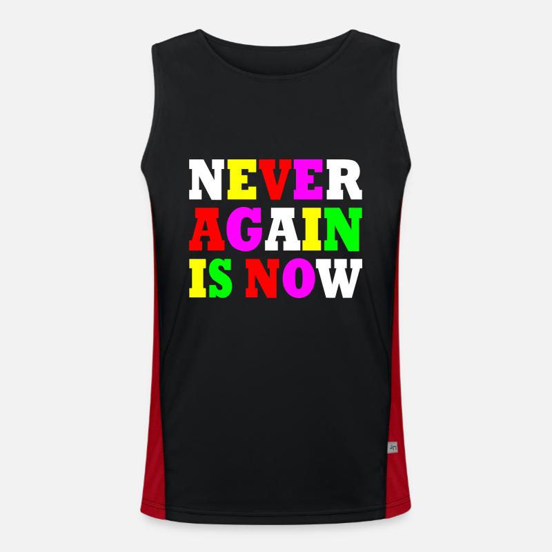 Never again is now - Men's Functional Contrast Tank Top - black/red
