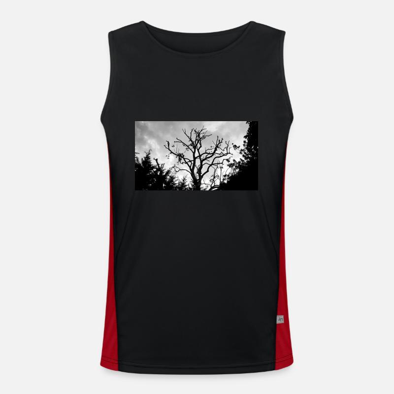 Tree with its bare branches in the sky Men's Functional Contrast Tank Top 