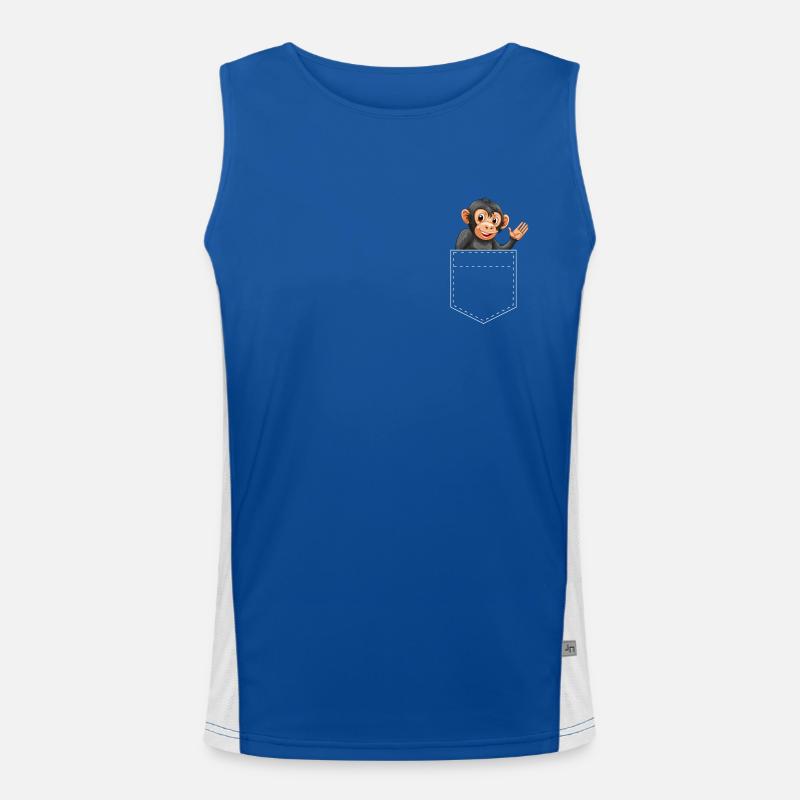 Pocket Monkey - Monkey Design Men's Functional Contrast Tank Top 