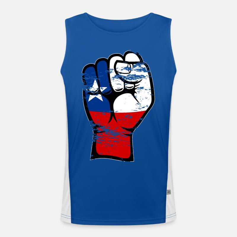 Chile Flagge Faust Hand Symbol used Funktionelles Kontrast-Tank Top für Männer 
