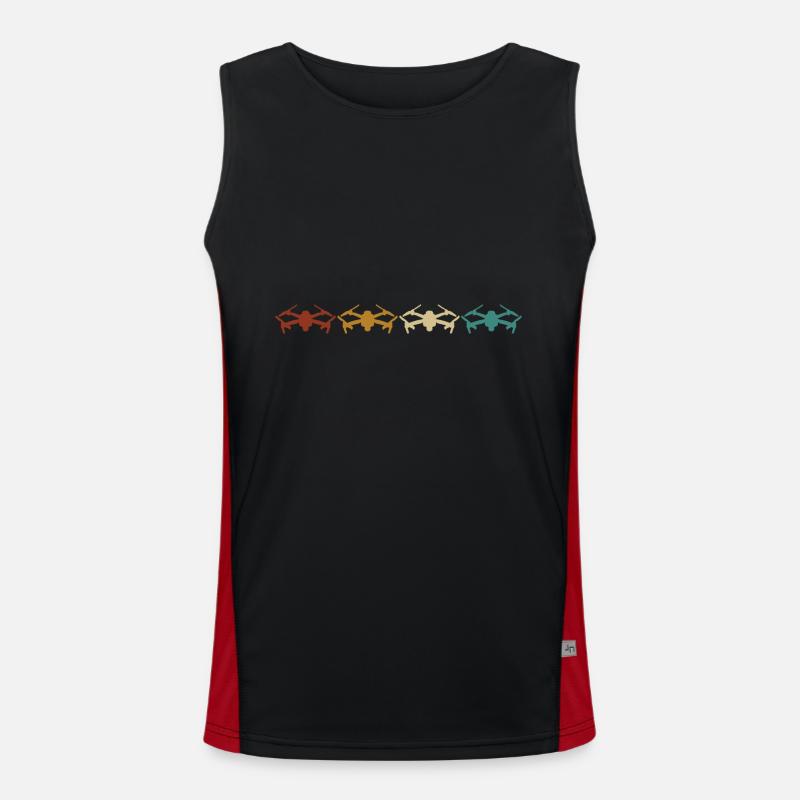 Retro Drones Drone Drones Quadcopter - Men's Functional Contrast Tank Top  - black/red