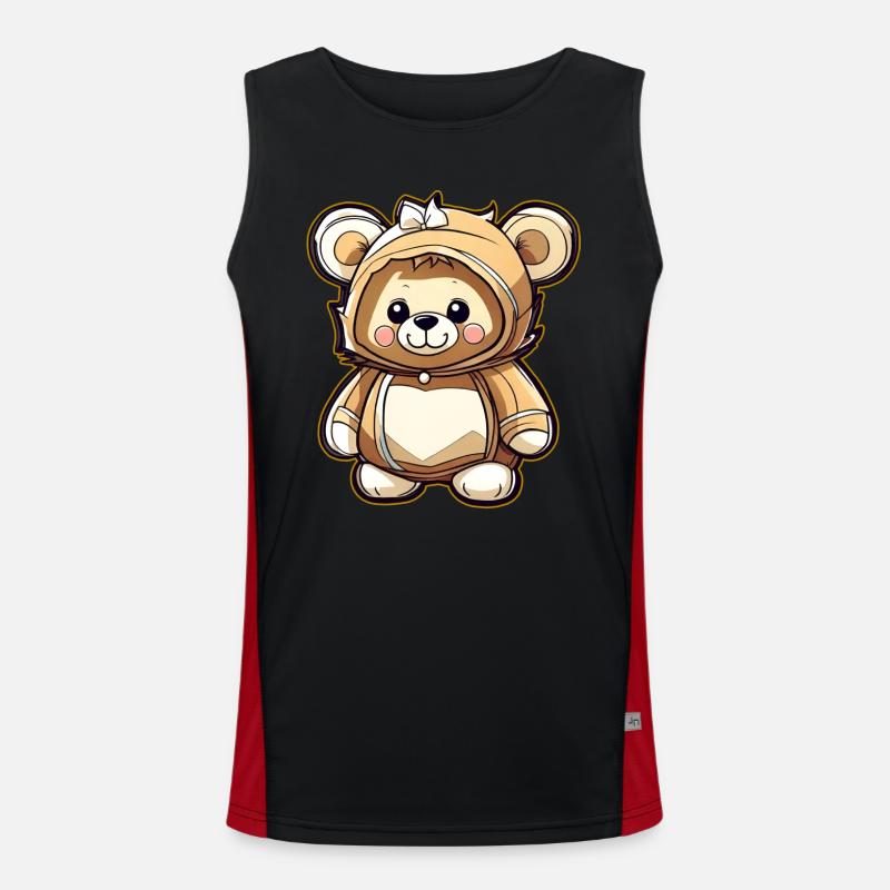 Cute Teddy Bear Men's Functional Contrast Tank Top 