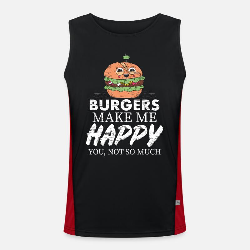 Burger machen mich glücklich Funktionelles Kontrast-Tank Top für Männer 
