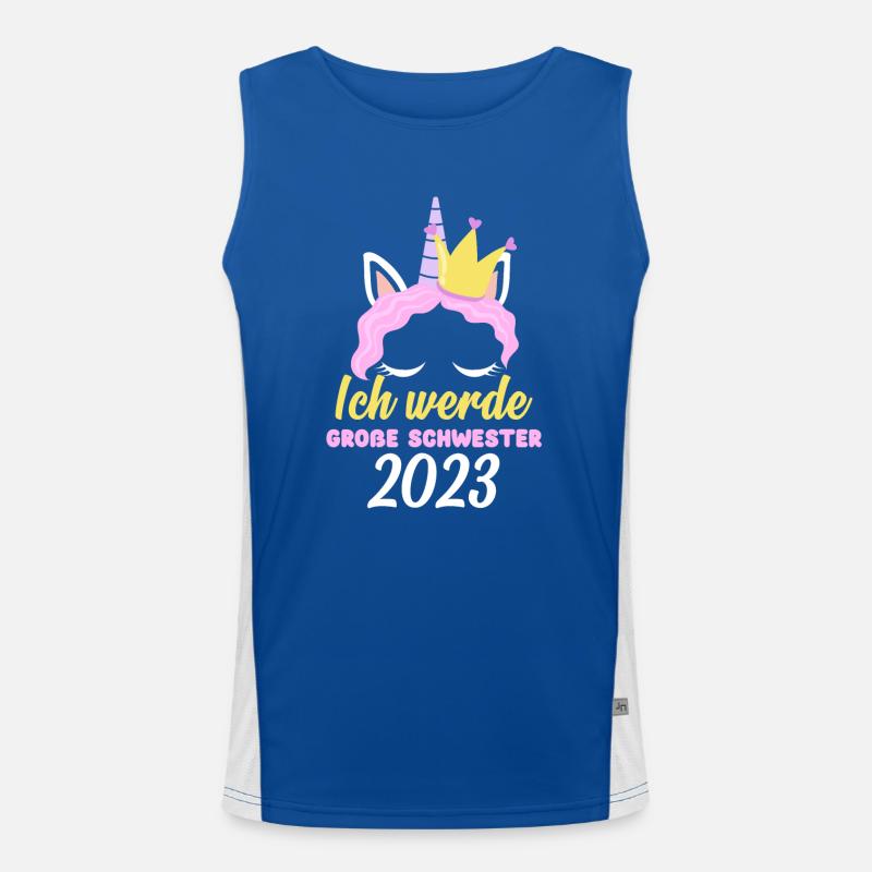 Mädchen Einhorn Ich Werde Große Schwester 2023 Funktionelles Kontrast-Tank Top für Männer 