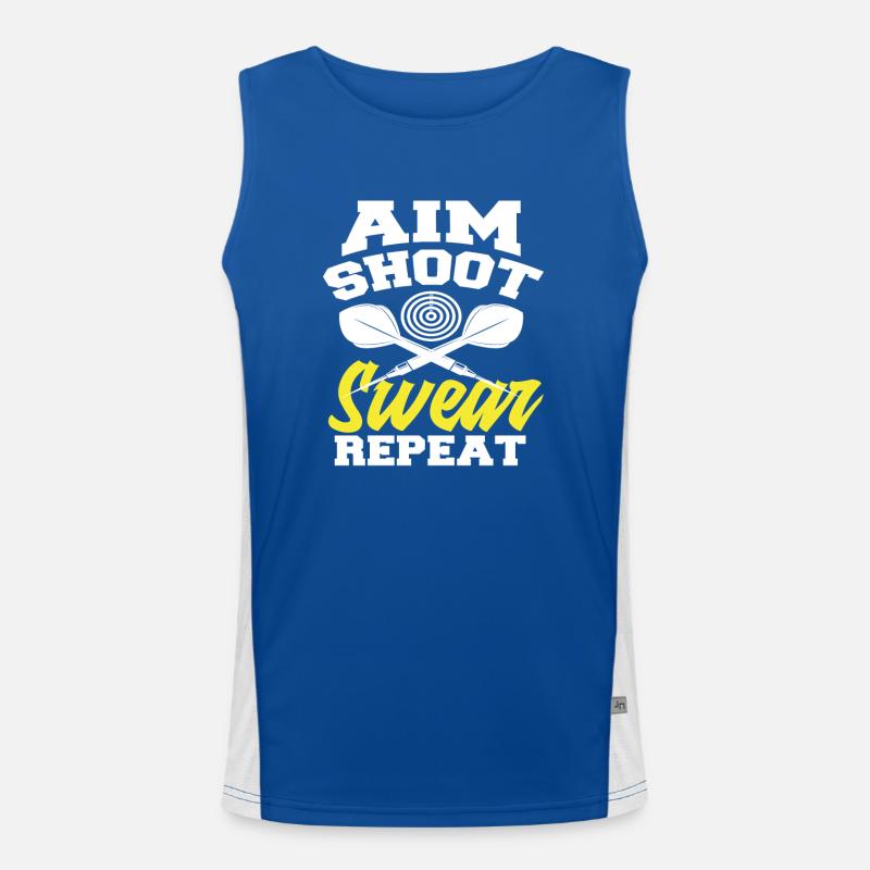 Aiming, Throwing, Swearing, Dart Player Dart Men's Functional Contrast Tank Top 