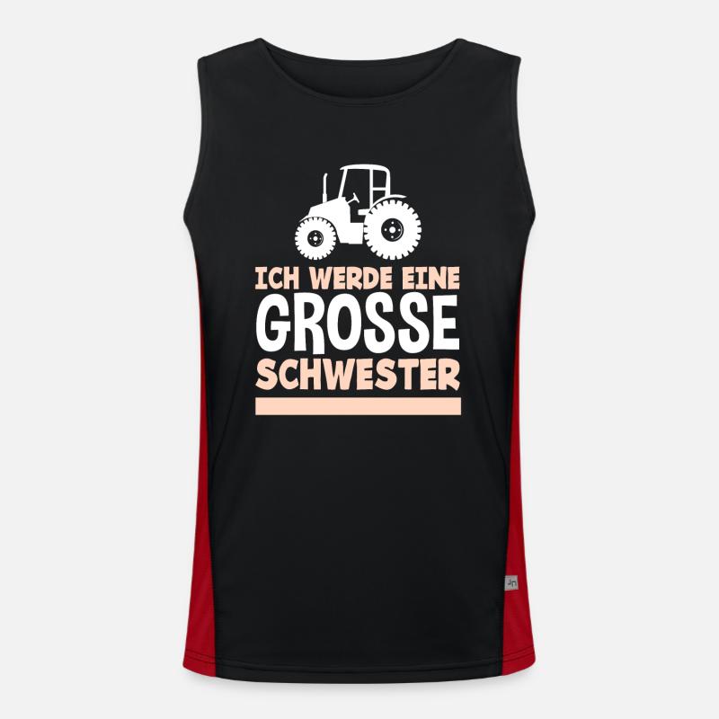 Ich Werde Große Schwester Traktor Bauernhof Funktionelles Kontrast-Tank Top für Männer 
