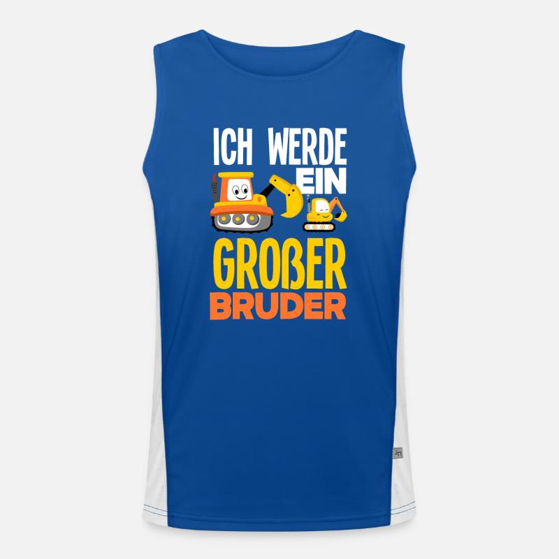 Ich Werde Ein Großer Bruder Bagger Baustelle Funktionelles Kontrast-Tank Top für Männer 