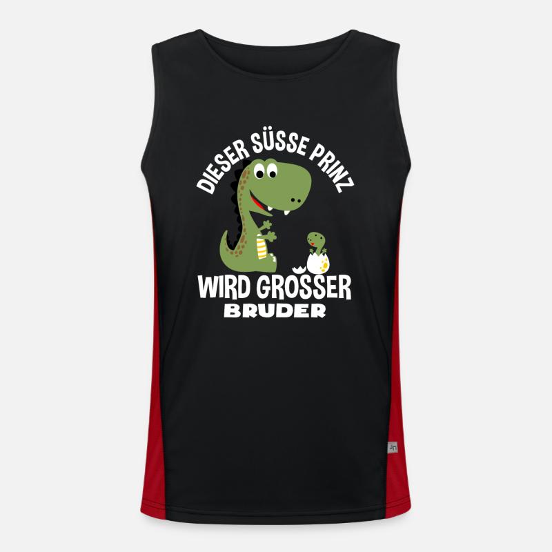 Prinz Wird Großer Bruder Dinosaurier Geschenk Funktionelles Kontrast-Tank Top für Männer 