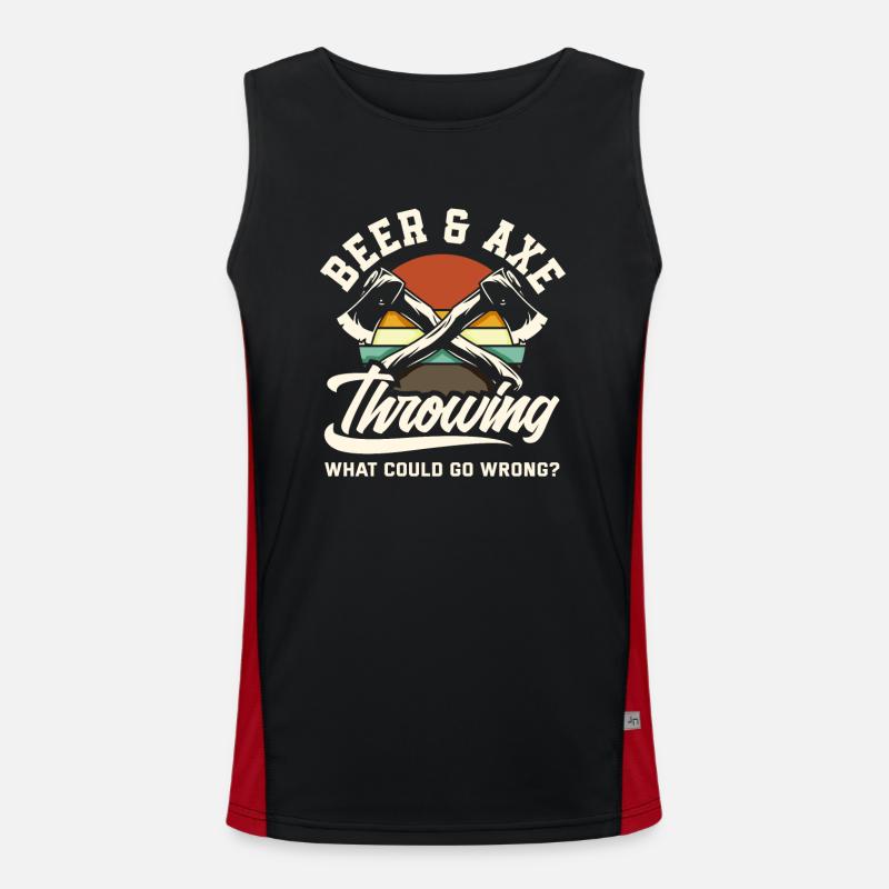 Axe Throw Axe Throw Beer Axe Men's Functional Contrast Tank Top 