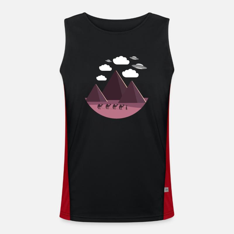 Flying Saucer Egypt Pyramids - Men's Functional Contrast Tank Top  - black/red