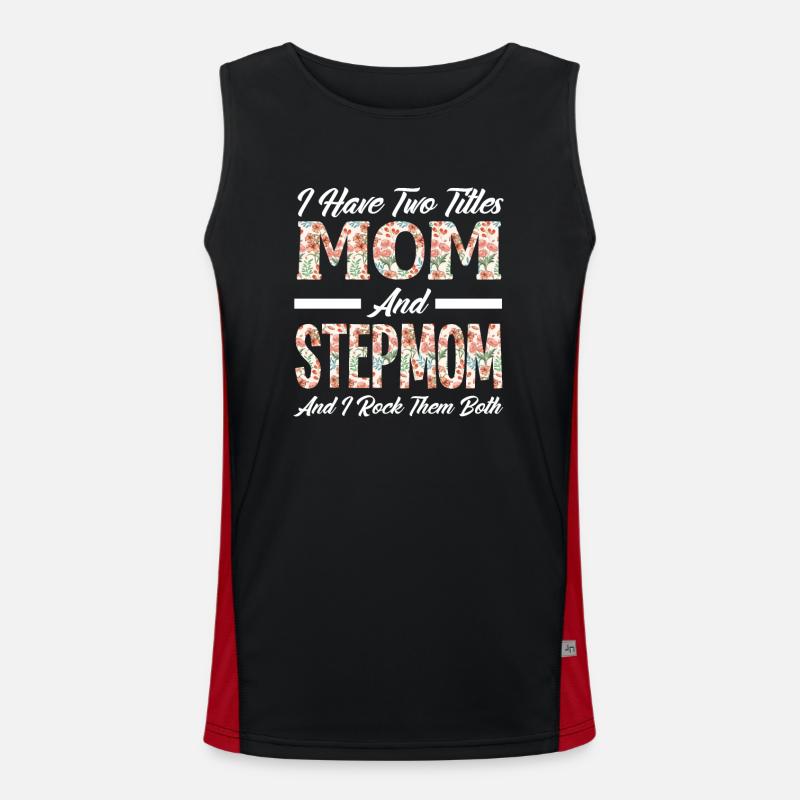 Zwei Titel Mama Stiefmama Funktionelles Kontrast-Tank Top für Männer 