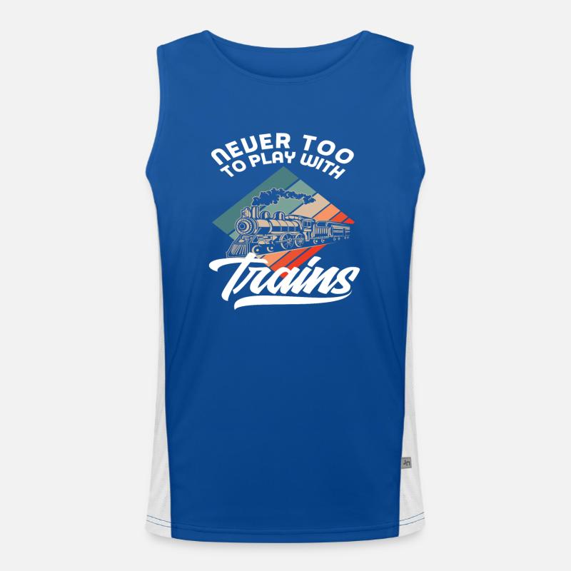 Retro Not Too Old Train Trains Hobby Train Spotter Men's Functional Contrast Tank Top 