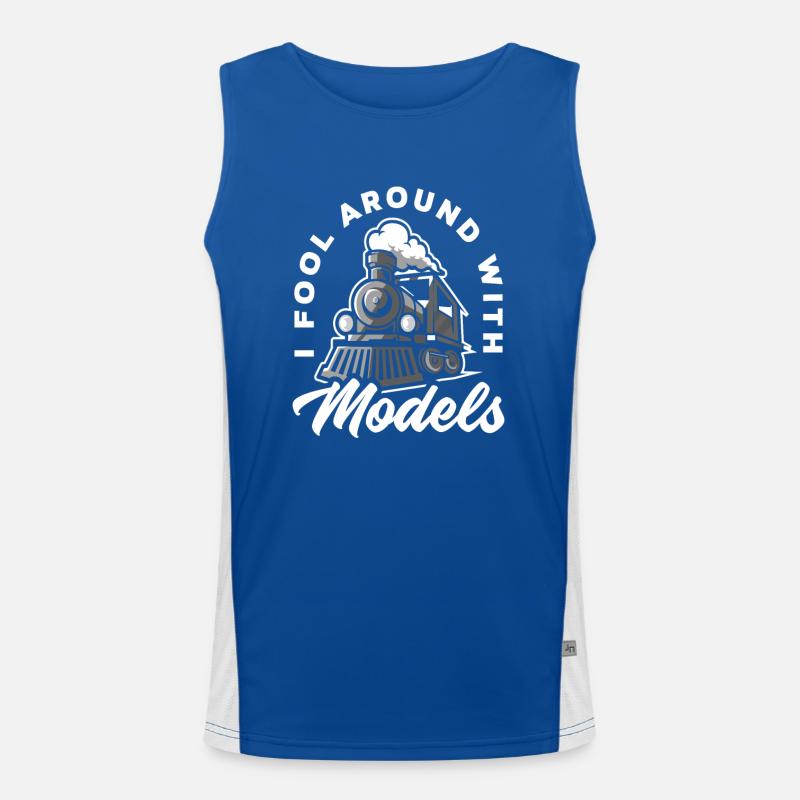 Train Trains Model Train Railway Men's Functional Contrast Tank Top 