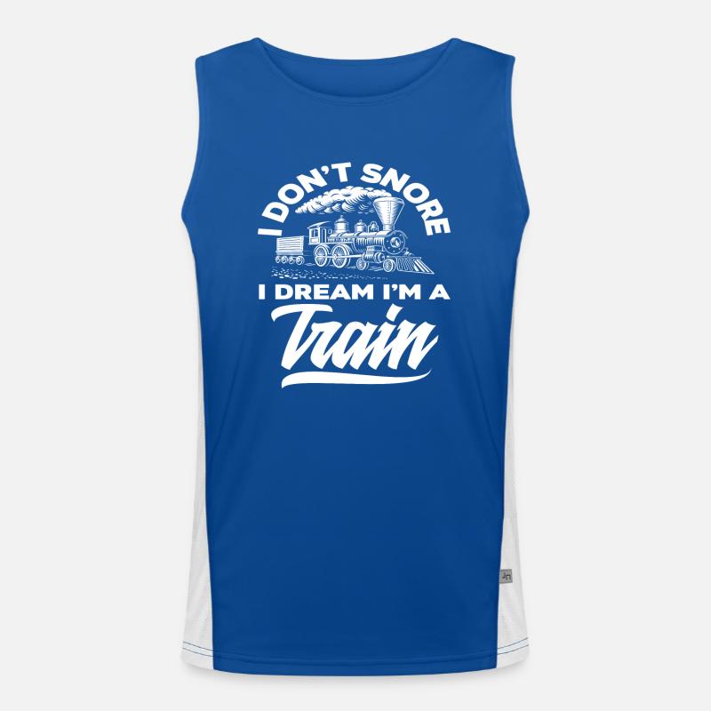 Train Trains Hobby Train Spotter Railroad Snoring Men's Functional Contrast Tank Top 