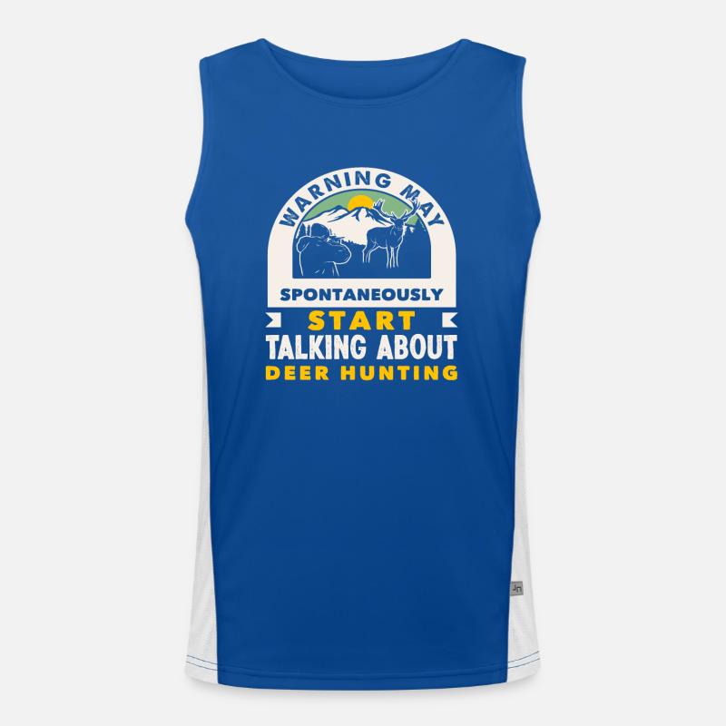 Warning can spontaneously talk about deer hunting Men's Functional Contrast Tank Top 