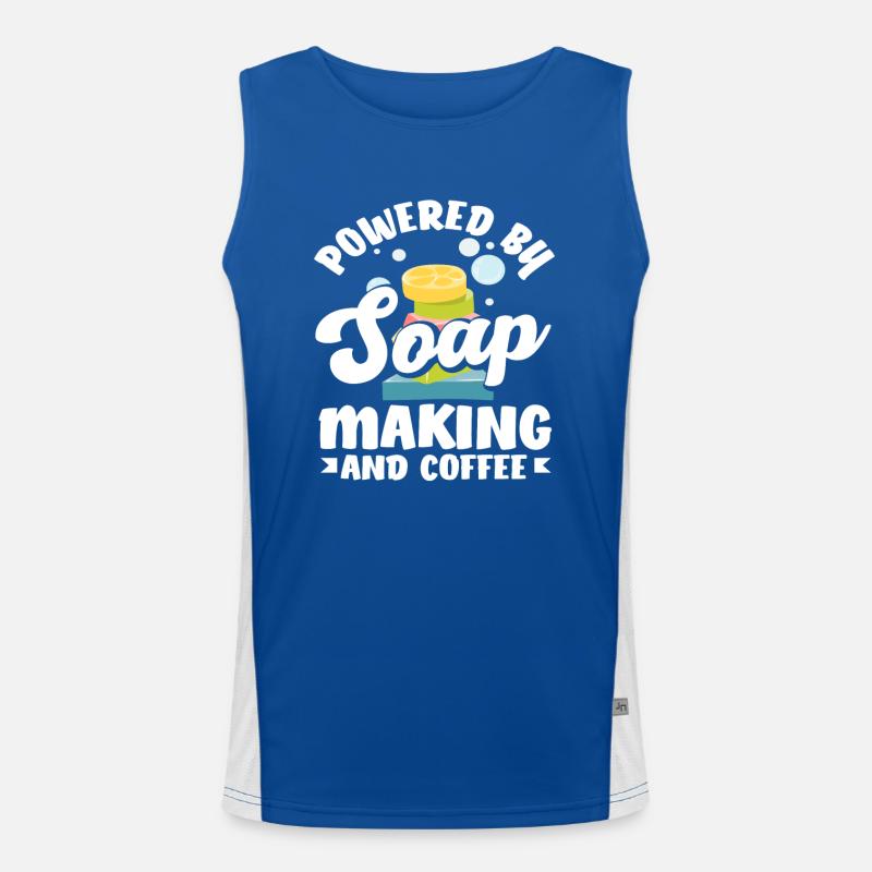 Powered by soap making and coffee Men's Functional Contrast Tank Top 