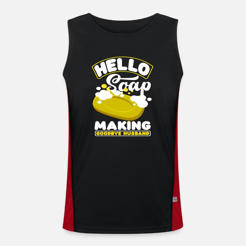 Hallo Seifenherstellung Goodbye Ehemann Funktionelles Kontrast-Tank Top für Männer 