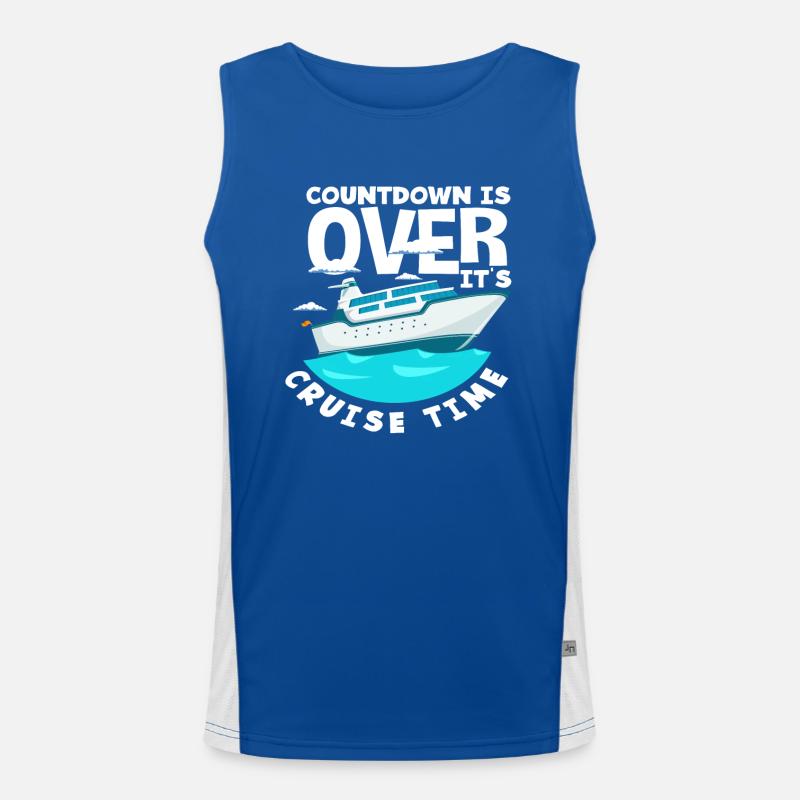 Countdown Ist Vorbei Es Ist Kreuzfahrt Zeit Funktionelles Kontrast-Tank Top für Männer 
