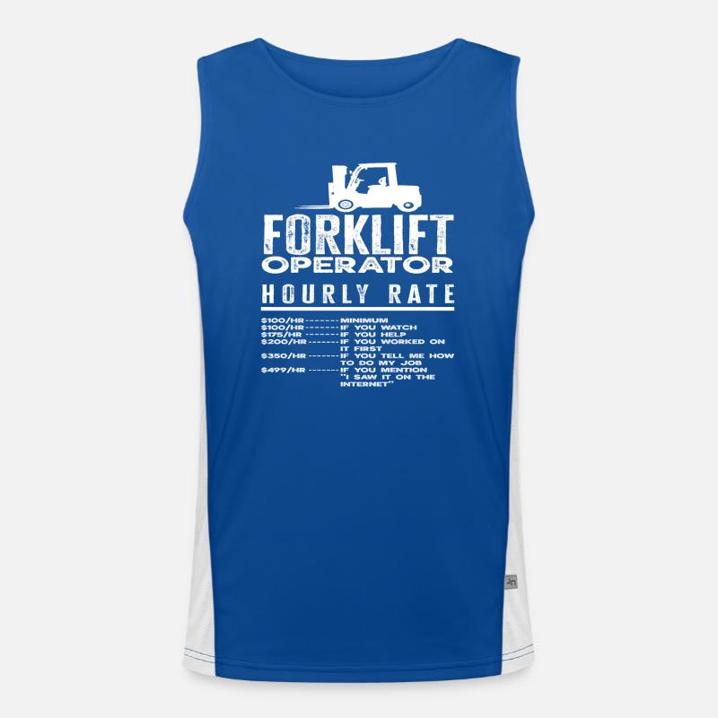 Forklift Driver Hourly Rate Humor Men's Functional Contrast Tank Top 