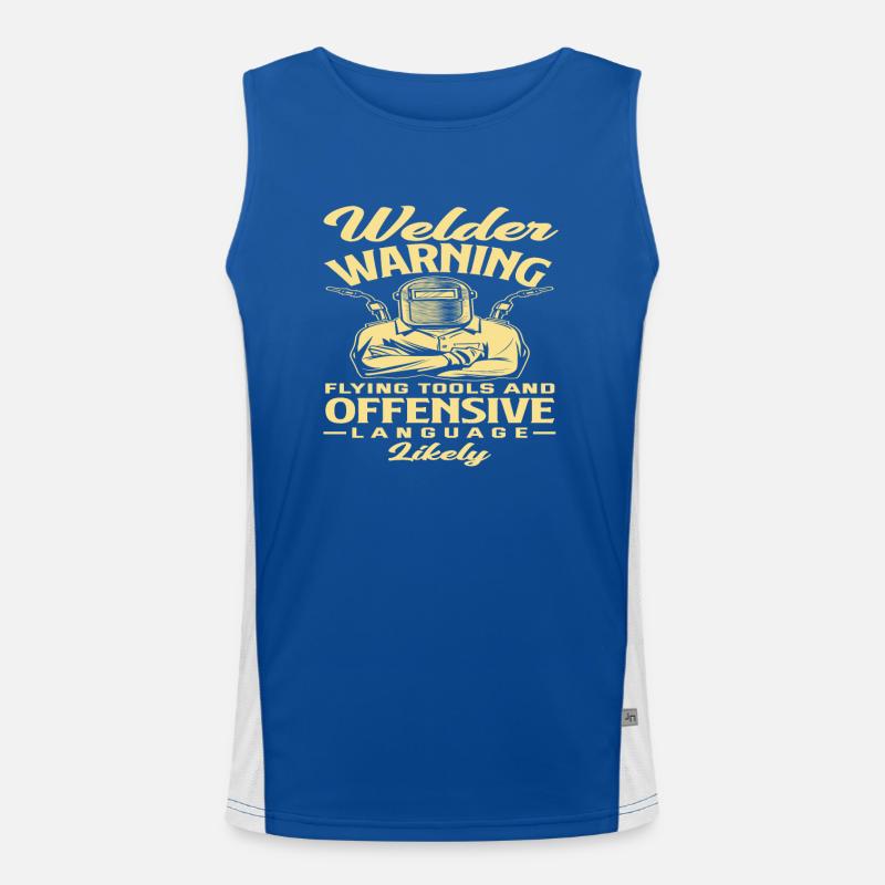 Welders Warning Flying Tools And Men's Functional Contrast Tank Top 