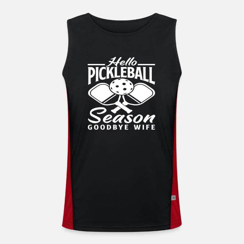 Hallo Pickleball Saison Goodbye Ehefrau Funktionelles Kontrast-Tank Top für Männer 