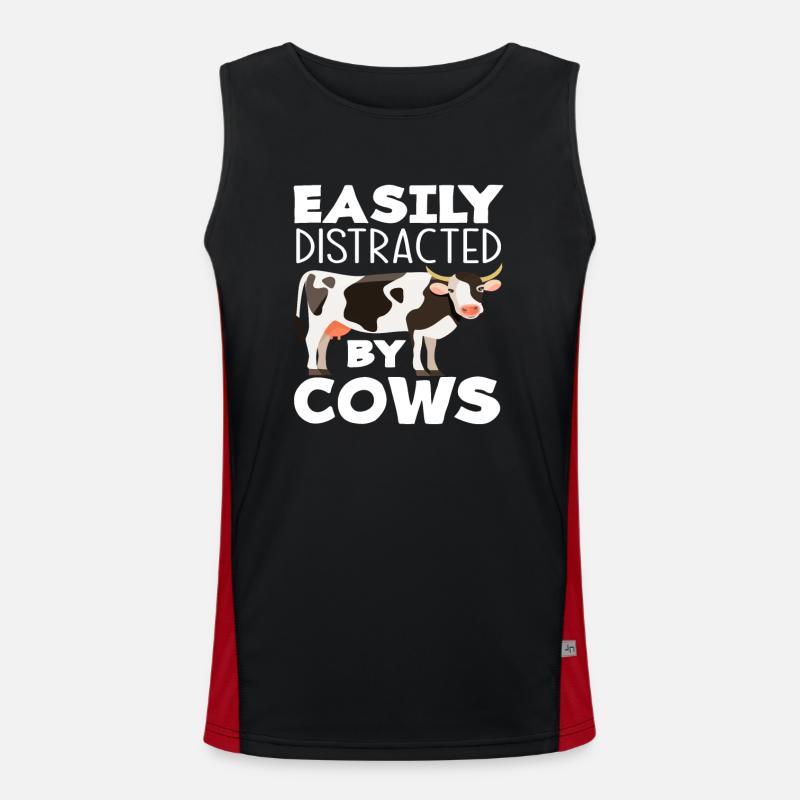 Easily distracted by cows - Men's Functional Contrast Tank Top - black/red