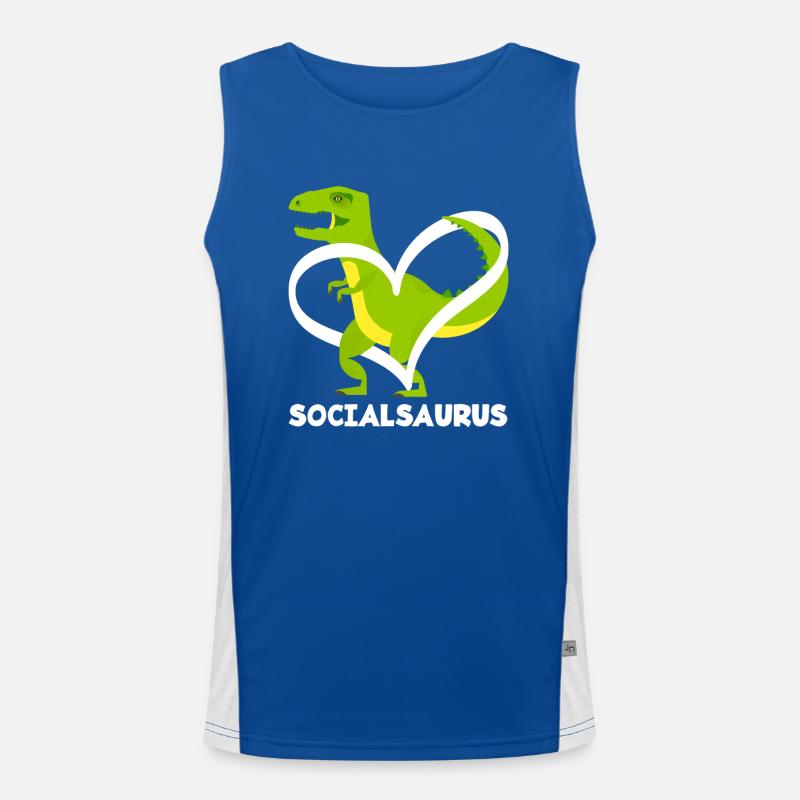 Socialsaurus Dinosaur Heart Men's Functional Contrast Tank Top 