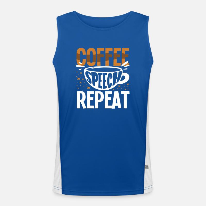 Coffee Speech Repeat Funny Saying Men's Functional Contrast Tank Top 