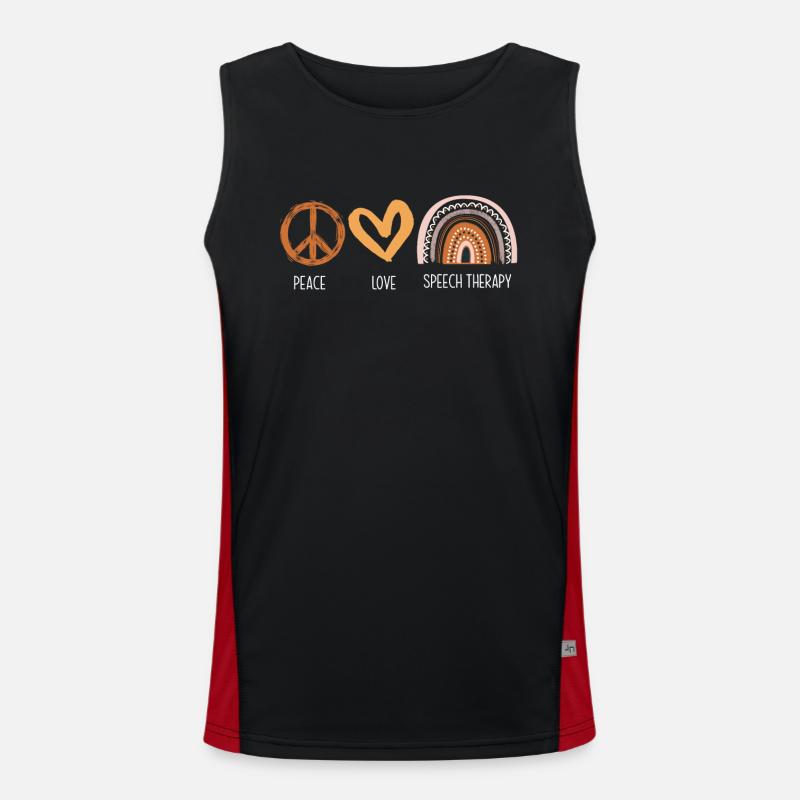 Peace Love Speech Therapy for Speech Therapists Men's Functional Contrast Tank Top 